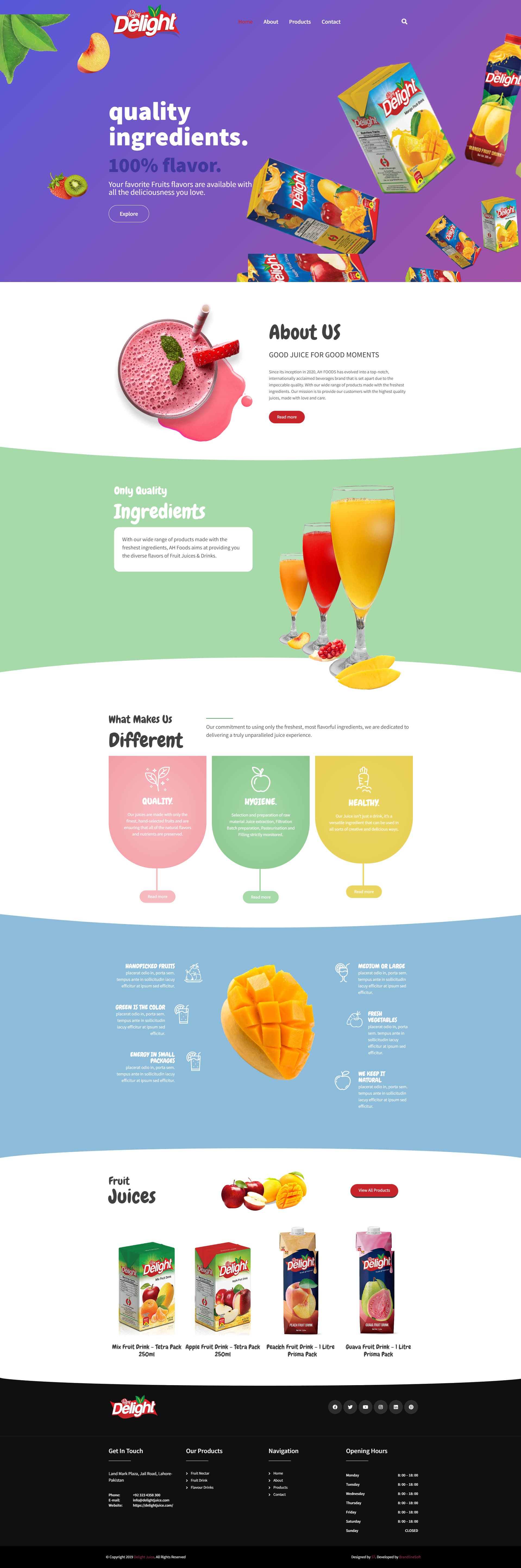 Delight Juice website preview